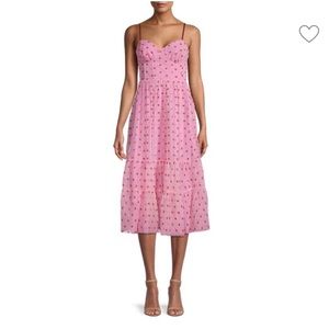 Betsey Johnson Foil-Printed Tiered Pink Sweetheart Dress NWT Sold Out Everywhere